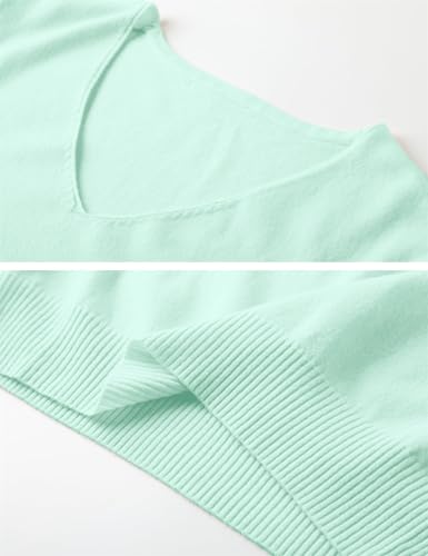 Image of DAIMIDY Women's Short Sleeve Sweater V Neck Summer Knit Tops | Business Casual Tops| Soft,Lightweight,Breathable and Comfortable| Perfect for Shopping,Date,Vacation,Daily Wear Etc.