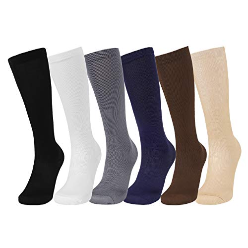 Faleto Compression Socks 15-25mmHg High Knee Nurse Socks for Men & Women