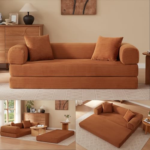 Yihomfy Canapé Convertible 3 Places, Canapé Lit Multifonctionnel Moderne, Canape Compressé et 2 Coussins, pour Salon, Chambre