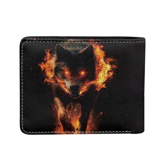 Image of Coldinair Cool Wolf Print Kids Wallet,Little Boys Wallet for Kids,Leather Bifold Wallets Credit Card Cash Id Holder Slim Rfid Blocking Child Coin Purse