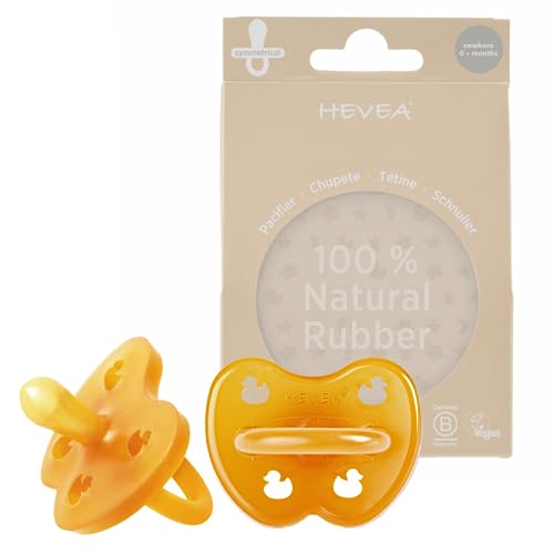 Image of HEVEA Natural Rubber Pacifier Symmetrical Newborn 0+ Months Two-Pack - Natural