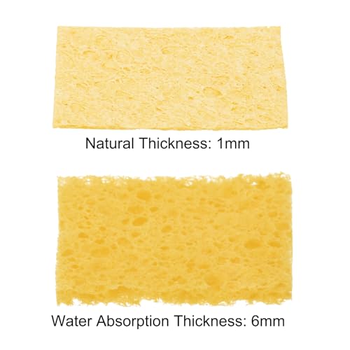 Image of MECCANIXITY 25PCS Soldering Sponge 50 x 35mm Rectangle Deep Yellow Cleaning Pad Welding Tip Iron Replacement for Cleaning Soldering Iron 1mm Natural Thickness 6mm Water Absorption Thickness