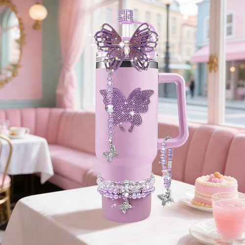 Hpebl 10PCS Flower Accessories for Stanley Cup 30 40oz Tumbler,Purple - image 5