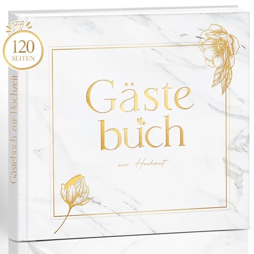 Gästebuch Hochzeit personalisiert blanko Hochzeitsgästebuch, Goldfolie Hochzeitsbuch Gästebuch ohne Fragen zum Ausfüllen 120 Seiten Luxus Edles Marmor Cover Fotoalbum Hochzeitsalbum, Hochzeitsgeschenk