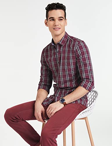 Image of Amazon Brand - Symbol Men's Cotton Checkered Regular Fit Casual Shirt