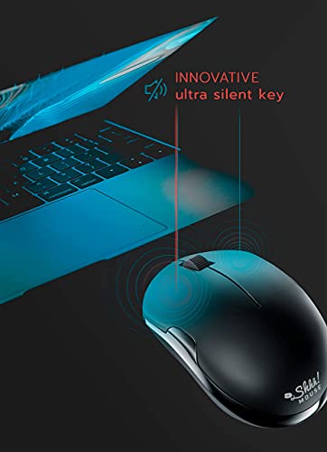 Shhhmouse Wireless Silent Noiseless Clickless Mobile Optical Mouse With Usb Receiver And Batteries Included, Portable And Compact, For Notebook, Pc, Laptop, Chromebook, Computer, Macbook (Black) #TOP3