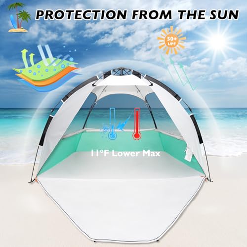 Image of Beach Tent Pop Up Shade, Instant Beach Tents Sun Shelter with UPF 50+ UV Protection, Lightweight & Easy Setup Tent