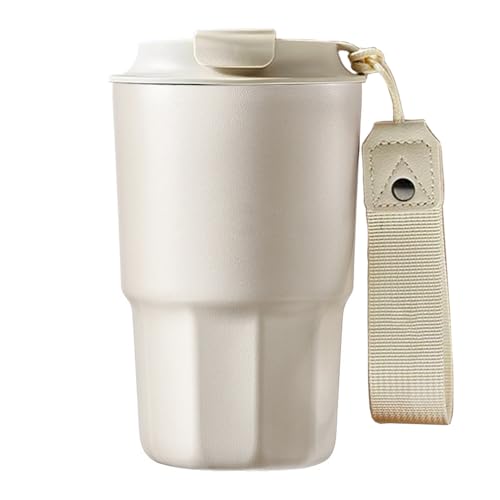 SLOSH Taza de Café Termo Cafe para Llevar Desayuno Acero Inoxidable Reutilizables Vaso Termico Cafe para Coche Café Frío Caliente (Blanco, 480ml)