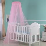 haozaikeji Baby Crib Mosquito Net Breathable Crib Canopy Netting Baby Bed Cot Mosquito Net Hanging Dome Canopy (Without Stand)