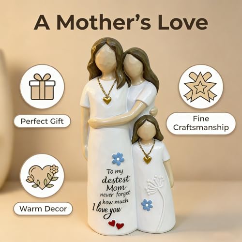 Estatua de resina madre e hija abrazándose pintada a mano miniatura 4