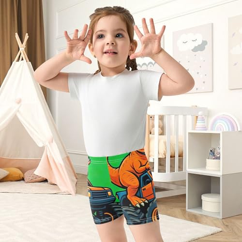 Joisal Toddler Girl Biker Shorts Cotton Shorts for Under Dress Cute 4t Children Orange Cartoon Dinosaur Green4