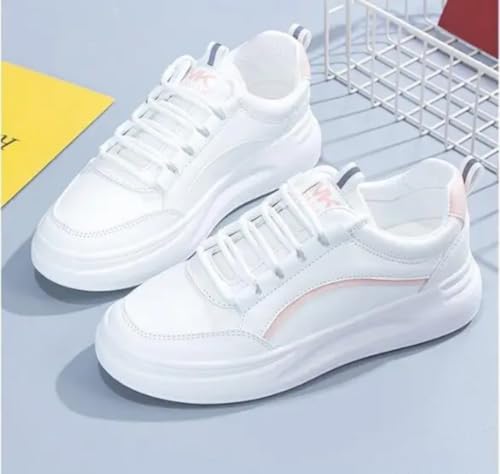 Image of Women & Girls White Stylish Design Lace-up Lightweight and Comfortable Shoes for Parties, as Well as Gym Casual Sports Sneakers Shoes