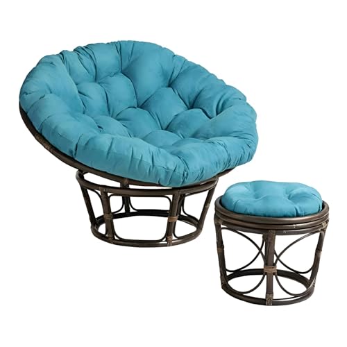 Image of IRA Papasan Tub Chair with Cushion and Stool | Foldable Wooden Accent Chair with Adjustable Backrest | Comfortable Single Seater for Living Room, Bedroom | Stylish Chair with Ottoman (Brown)