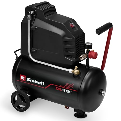 Einhell compresor TC-AC 190/24/8 I OF (1100 W, máx. 8 bar, depósito 24 l, potencia de aspiración 190 l/min, sin aceite, bajo mantenimiento, manómetro, reductor de presión)