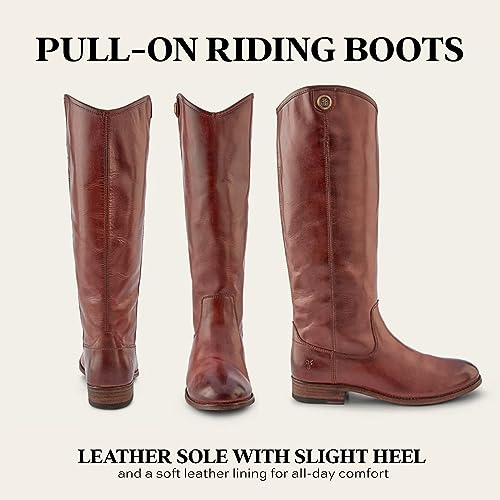Image of Frye Melissa Button 2 Equestrian-Inspired Tall Boots for Women Made from Hard-Wearing Vintage Leather with Antique Metal Hardware and Leather Outsole - 15 inch Shaft Height