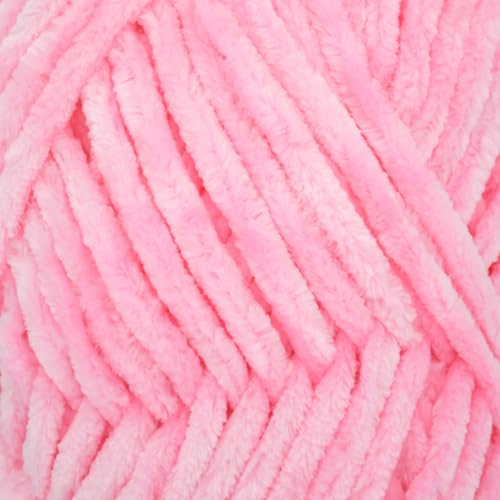 Image of 100g Velvet Chenille Yarn for Crocheting,Pink Fluffy Velvet Plush Yarn Thick Soft Chunky Chenille Yarn Baby Blanket Yarn for Crocheting Knitting Beginners（Pink）