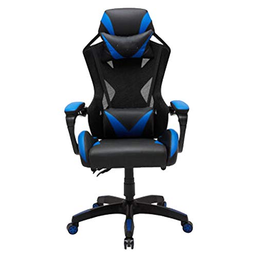 Gaming Chair Gaming Chair Breathable Ergonomic Computer Chair Study Office Chair Reclining Chair Home Sitting Comfortable Iron Man-Blue Black (No Footrest)