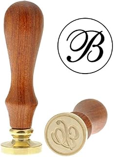 Mogoko Retro Alphabet Initials Wax Sealing Stamp, Classic Vintage 26 Letters A-Z Wooden Handle Brass Seal Stamp Letter B