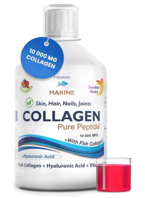Swedish Marine Collagen, 10,000 mg, Berry Flavour, 2 x 500 ml, Pack of 2, 1000 ml in Total