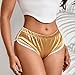 Women Retro 80s Gold Shiny Dolphin Shorts Summer Fashion Solid Yoga Hot Pants L