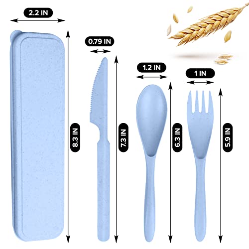 4 Pcs Travel Utensils With Case - Wheat Straw Dinnerware Sets Reusable Utensils Set With Case Cutlery Set - Portable Forks And Spoons Silverware Set Lunch Box Accessories For Camping #TOP1