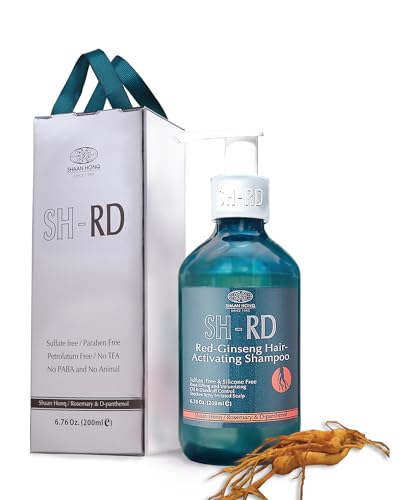 SH-RD Red-Ginseng Activating Shampoo for Thinning Hair | Hair Loss Shampoo with Herbal Extract, Rosemary, Vitamin B5 | Root-Lifting, Oil Control & Anti-Dandruff | Sulfate-Free Shampoo - 6.76oz/200ml