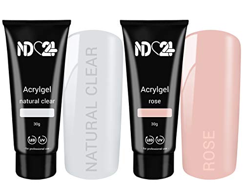 Poly Acryl Gel Tube Set - Clear + Rose (2 x 30g)
