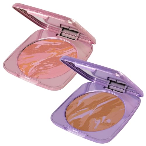 Whats Up Beauty - Cheeque Terre Duo (20 Serene Siena Blush, 20 Medium Bronzer) Clean Cruelty Free Vegan Natural Made in Italy Niacinamide Hyaluronic Acid Actives Cheek Makeup