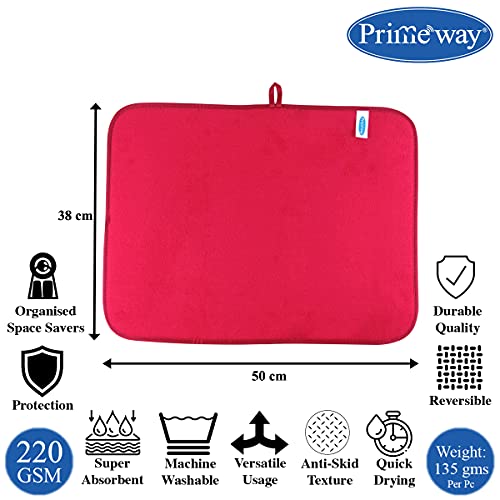 Image of Primeway Honeycomb Polyester 50x38cm Dish Drying Kitchen Platform Sink Mat | 280 GSM | Pink