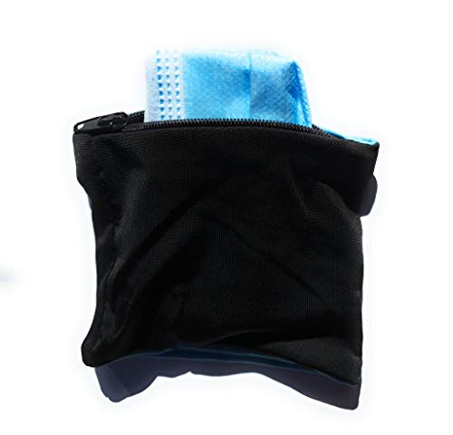 Muñequera Porta Mascarillas, para Mantenerla Limpia e Higiénica, mientras haces deporte, bicicleta, correr. (Negro Azul)