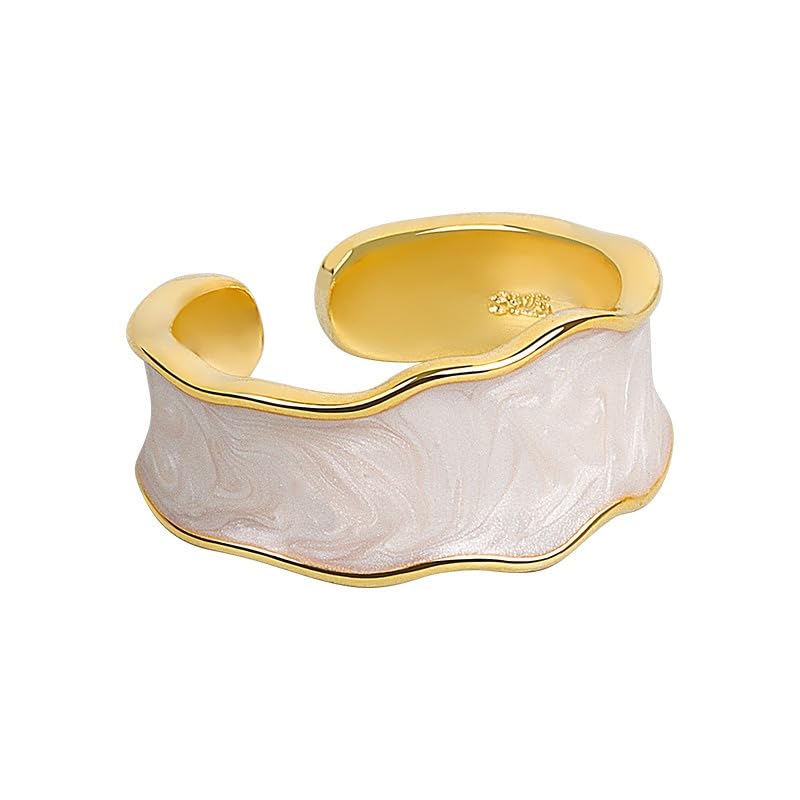 Ethereal luster Adjustable White Enamel Ring Adjustable For Women & Girls-image-12