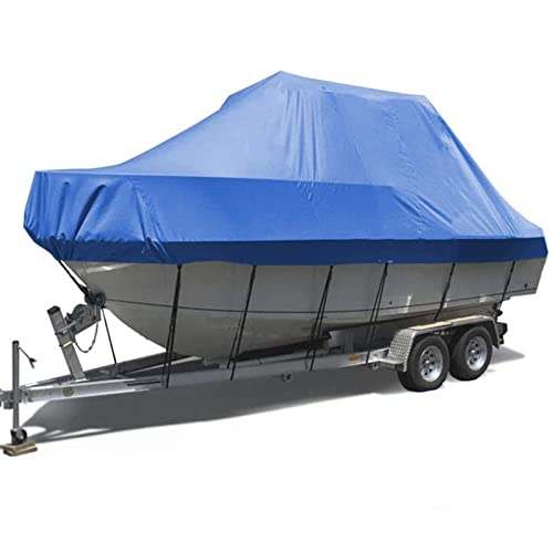 FBKPHSS Universal Impermeable Boat Cover, Multi Tamaño Funda de Lancha 210D Tela Oxford Trailerable Cubierta del Barco para V-Hull,Azul,25to27FT(1010 * 590cm) Cover