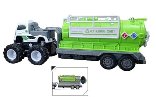 Image of Friction Powered Watering Cart Trailer Toys Metal Die-Cast Car Sanitation Transport Truck Toy for Kids Boys Girls 4WD Water Tanker Pull Back Vehicle (Multicolor, Pack of 1)