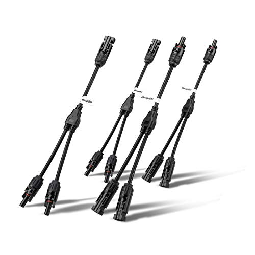 BougeRV 2 Pairs Solar Connectors Y Branch Parallel Adapter Cable Wire Plug Tool Kit for Solar Panel