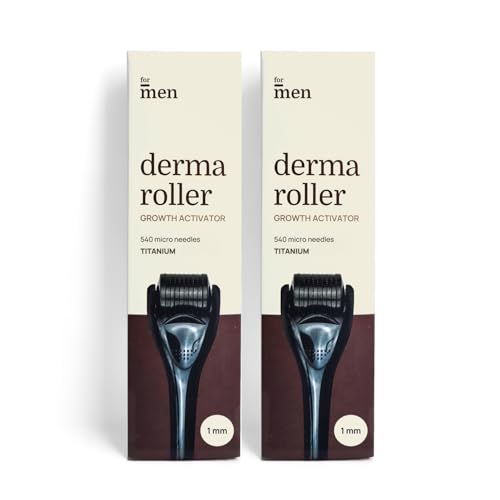 Image of ForMen Derma Roller 1mm for Hair & Beard Care | 540 Titanium Needles for Regrowth | Supports Scalp Care, Repair Damage, Hair Thickness & Beard Grooming Routine (Pack of 2).