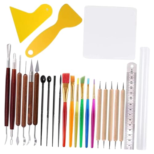 Veemoon Essential Clay Sculpting Tool Kit 26 Pcs Set for Pottery Nails Face Painting Micro Models and Hand Art