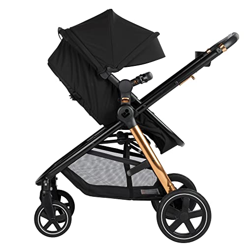 Image of Maxi-Cosi Zelia Luxe 5-in-1 Modular Travel System, Choose Between 5 Modes of use: Parent-Facing car seat Caddy, Reversible Carriage, and Reversible Stroller, Dark Ember