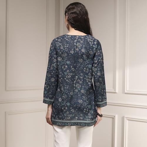 Image of BIBA Women's Polyester Printed Straight Kurti
