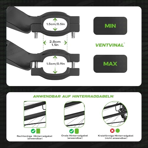 Ventvinal Fahrradständer 26-29 Zoll Universal,Höhenverstellbar rutschfest Stabil Seitenständer,Maximale Belastung 35 kg, Mountainbikes Citybikes Rennrad, Hinterbauständer Kickstand