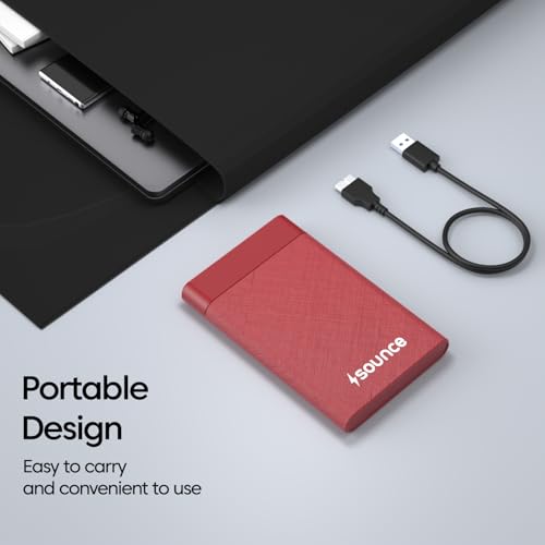 Image of Sounce 2.5 Inch SATA USB 3.0 HDD / SSD Portable External Hard Disk Enclosure 7 MM and 9.5 MM Tool Free , Supports UASP Max Upto 6TB (Red)