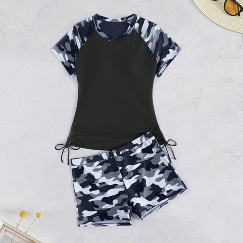Traje de baño para mujer de dos piezas tipo rashguard con camiseta de manga corta y boyshort 2026 3