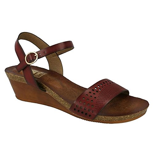 Down to Earth - Sandalias con Empeine Perforado y Plataforma Media para Mujer (39 EU) (Vino)