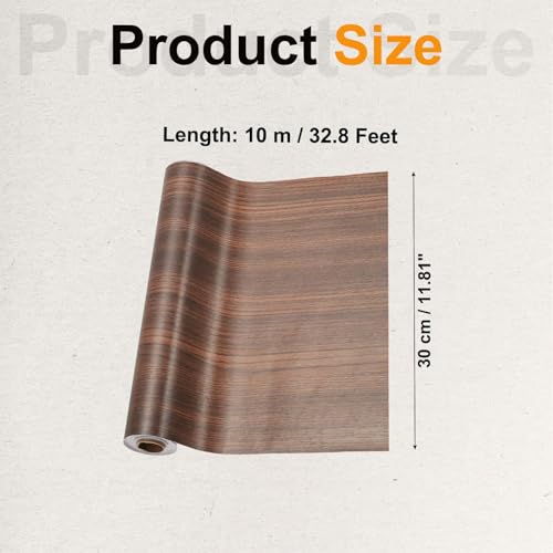 Image of PATIKIL Wood Grain Tape 12 inch x 32 ft, Self-Adhesive Wood Texture Repair Tape Realistic Wooden Effect Patch for Furniture Cabinets Floor Walls, Ebony