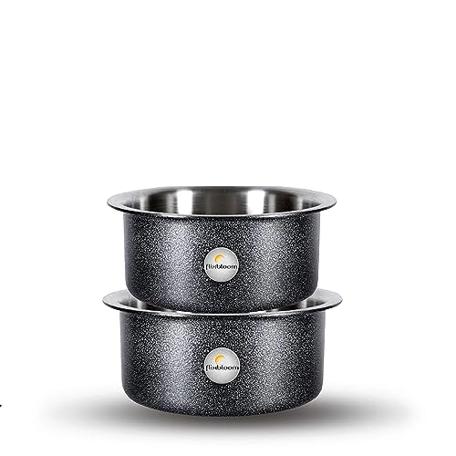 Image of Lunar Black Utensils Induction Base Combo Cookware Sets Induction Bottom Tope /Handi Aluminium Thick Flat Bottom Patila /Bhagona /Tapila /Tapeli Cookware Sets for Kitchen (3L+4L Patila Sets)