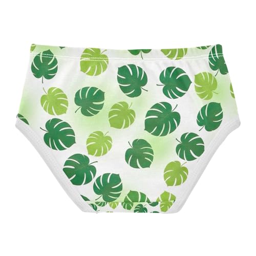 Underwear for Girls, Green Monstera Leaves Toddler Girl Panties, Cotton Underwear for Girls, 2T–8 Years2