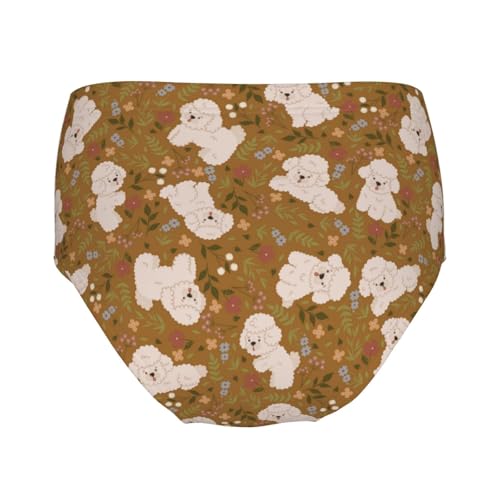 Cute Poodles And Flowers Girls' Underwear Soft Cotton Little Girls Panties Comfort Briefs2
