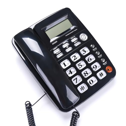Obotsnoi Teléfono tradicional con cable con botón grande transparente para llamadas y altavoz para uso amigable con ancianos, escritorio, teléfono fijo y oficina