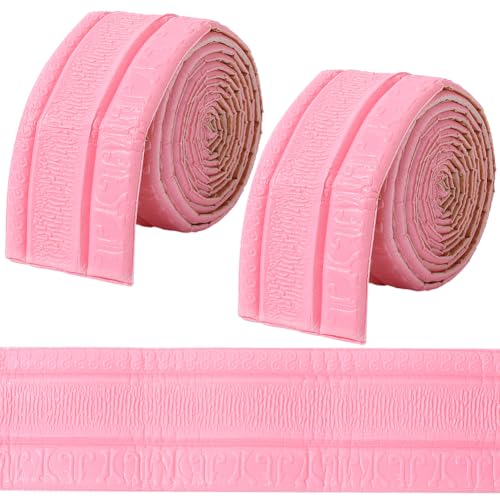 Image of GORGECFAFT 2 Rolls 2.3mx79mm Pink Crown Molding Peel and Stick 3D Wall Edging Foam Flexible Wallpaper Border Mirror Edging Frame Lines Wall Base Ceiling Baseboard for Home Furniture DIY Decor