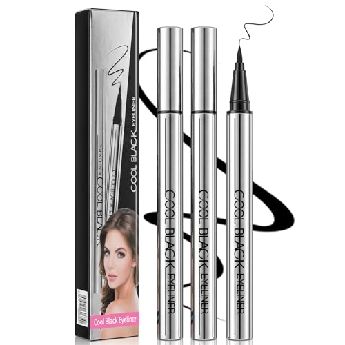 FUERHPSH 2pcs Long Lasting Eyeliner Pen Lightweight Waterproof Liquid Eyeliner 24-Hour Smooth Application Ultra-Creamy Silky Texture Quick-Drying