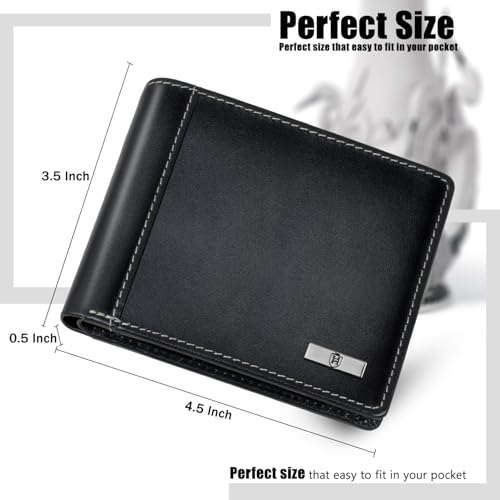 Image of HORNBULL Cherry Leather Wallet for Men | Genuine Leather Wallet with RFID Blocking | Purse for Men (Black)